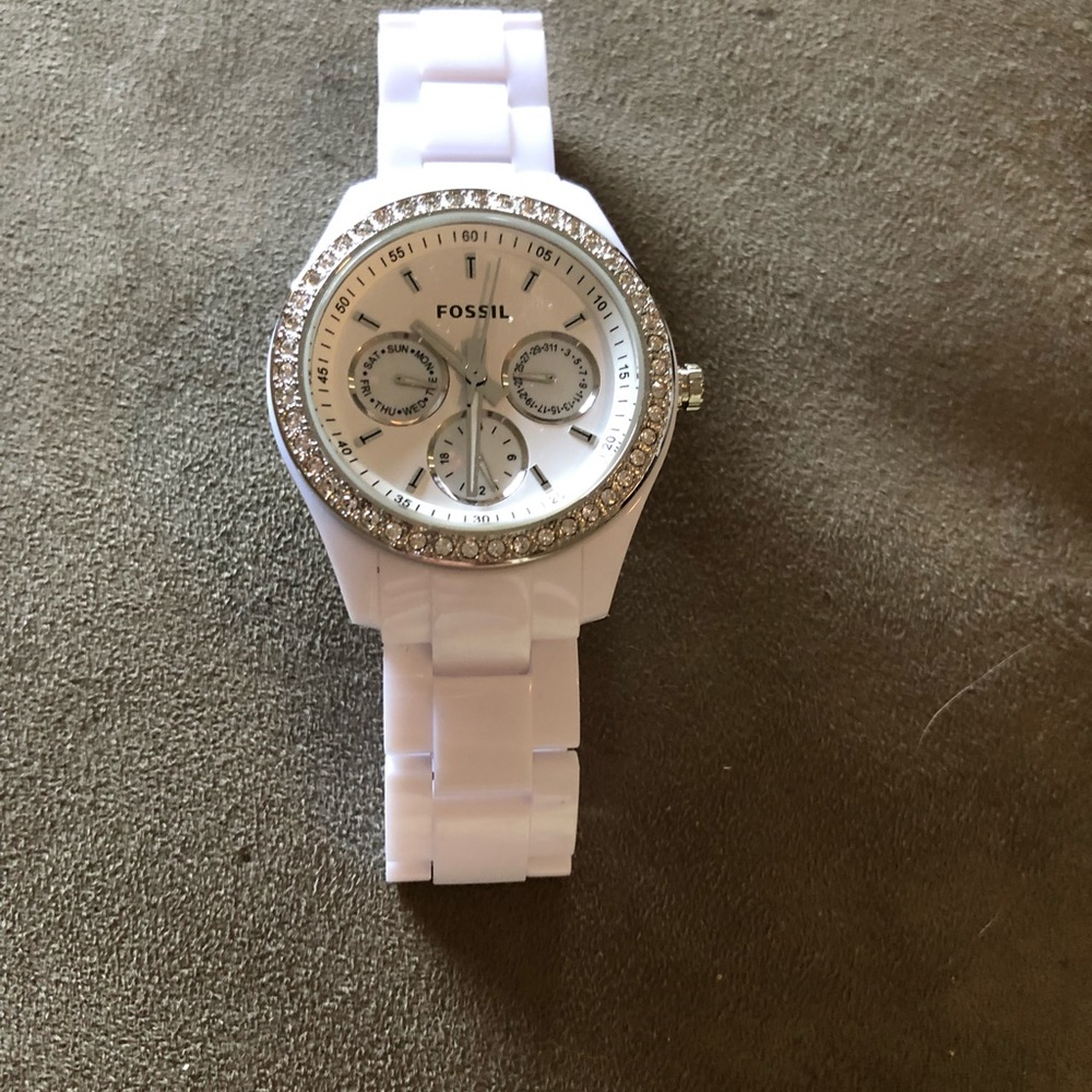 White Enamel Fossil Watch
